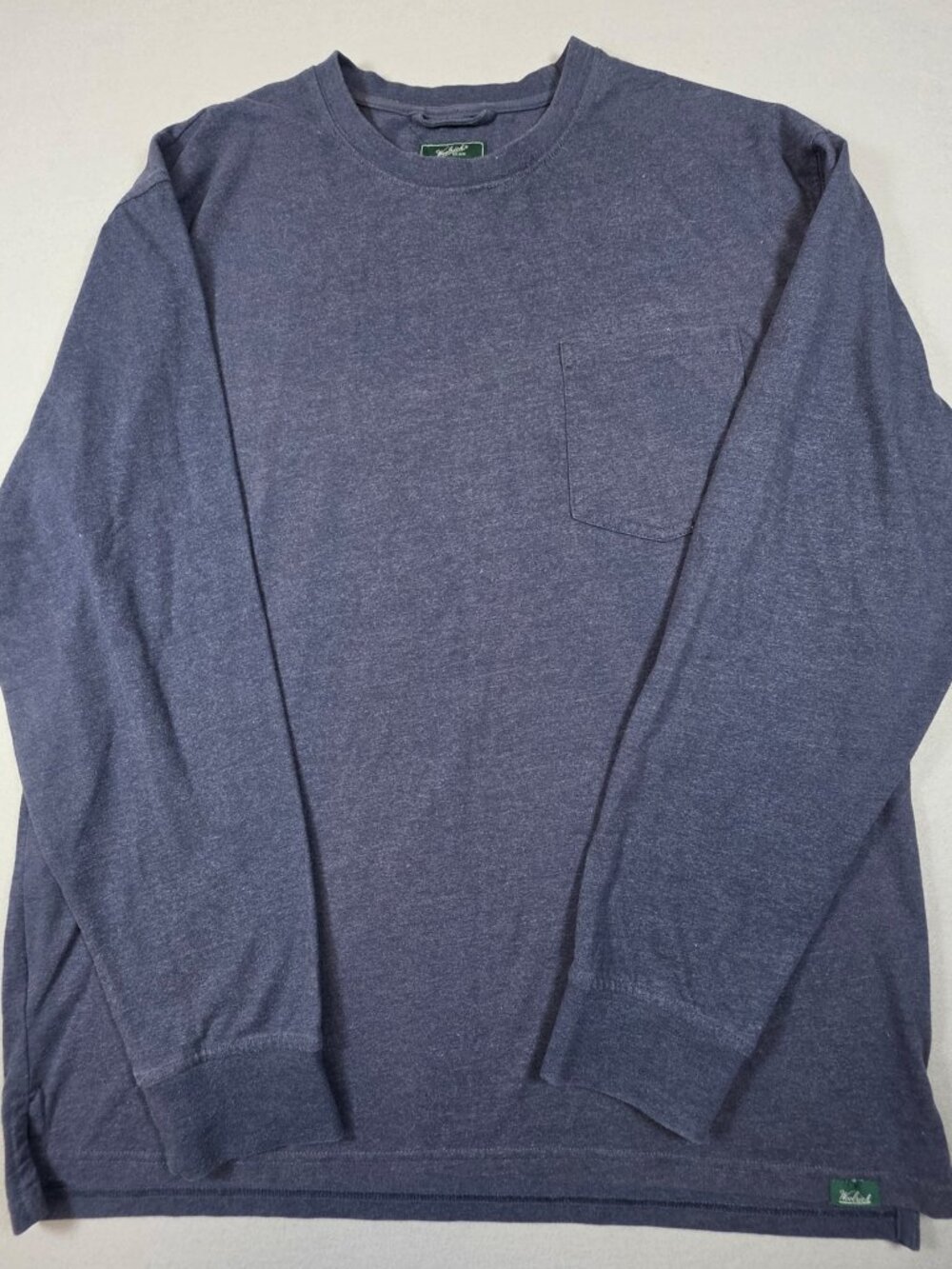 Woolrich Men's Long Sleeve Pocket T-Shirt Size L Blue Crew Neck Pre-Owned